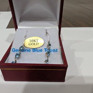 Brand New 10K White Gold Topaz Earrings For Sale